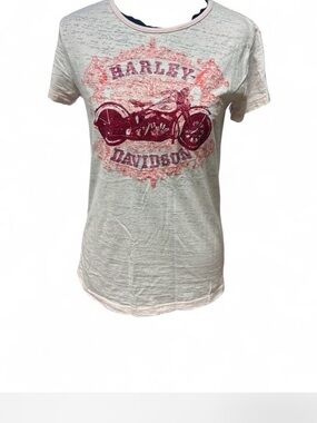 y2k harley davidson baby tee 🏍️ biker graphic double sided grunge top 2000s vtg